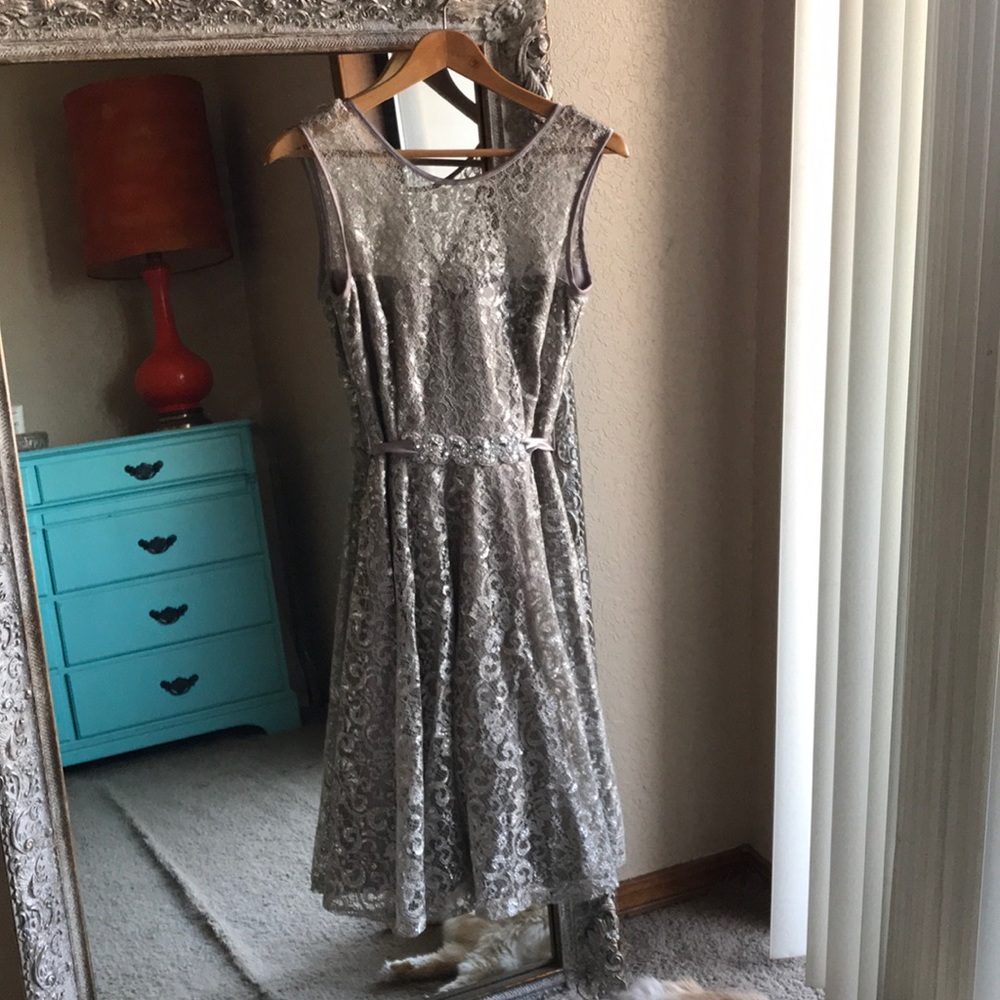 Caché silver embellished dress